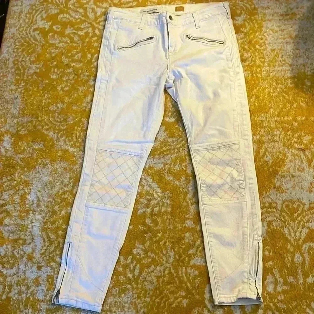 Pilcro and the letter press cream cotton zipper jeans, 30